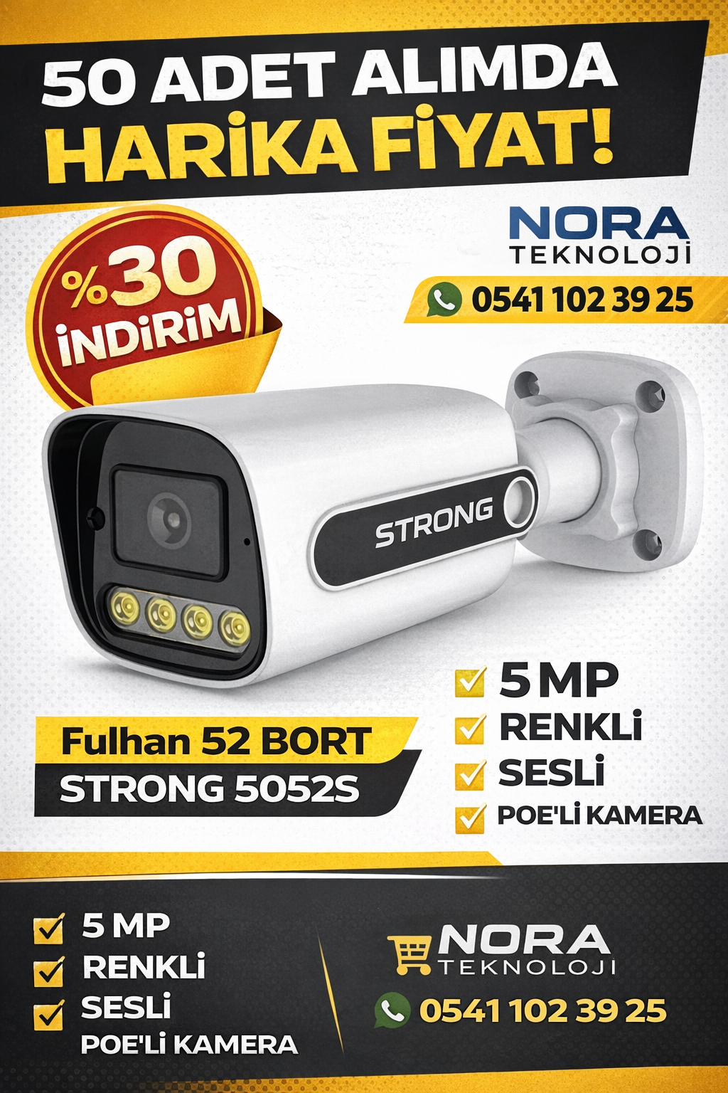 5 MP İP KAMERA 50 ADET RENKLİ SESLİ FULHAN H52